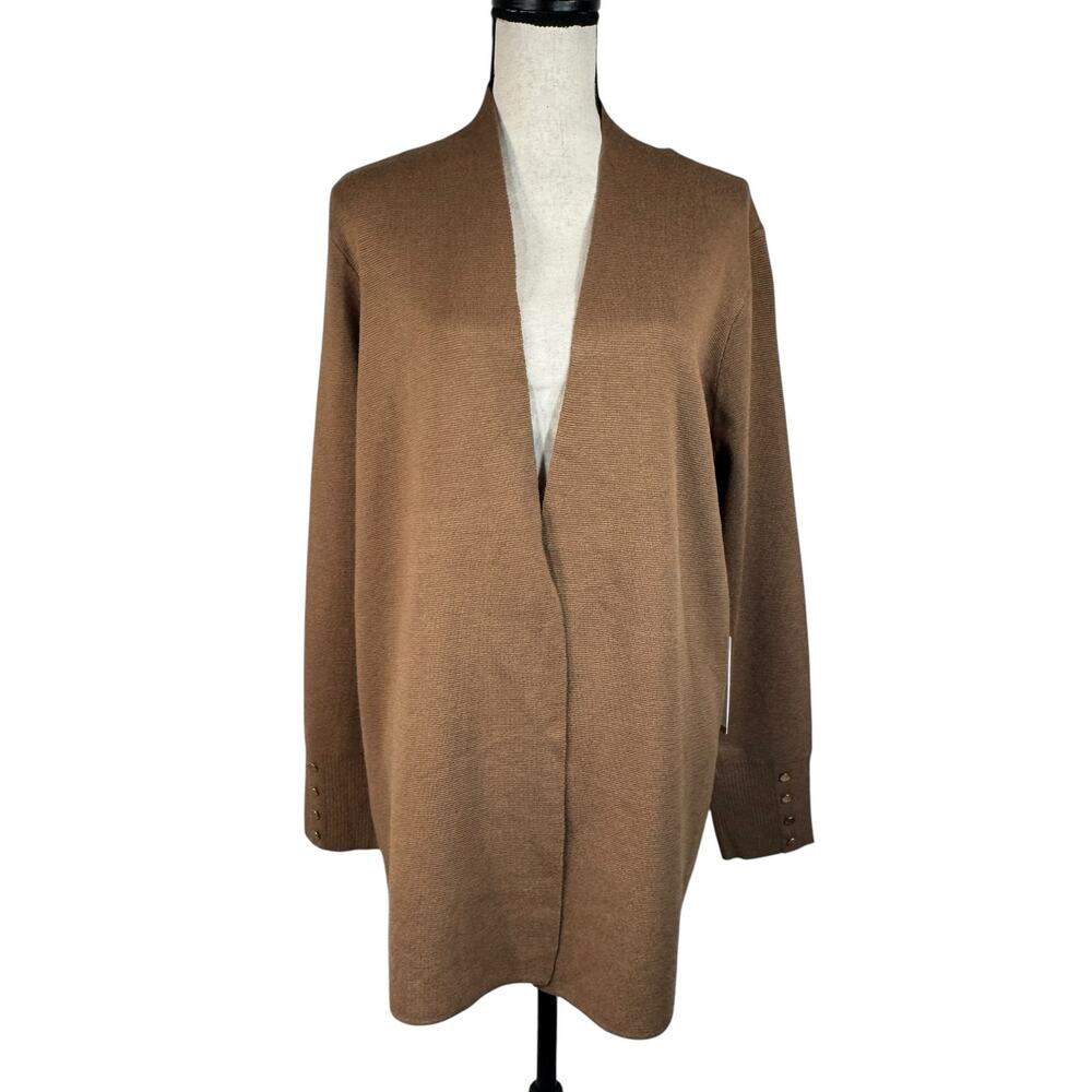 Cyrus X-Large Cardigan Sweater Long Sleeve Open Front Stretch Tight-Knit Brown
